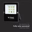 V-TAC 20W LED napelemes (SOLAR) reflektor távirányítóval 120° 6400K fekete házas  - 6970