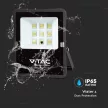 V-TAC 20W LED napelemes (SOLAR) reflektor távirányítóval 120° 6400K fekete házas  - 6970