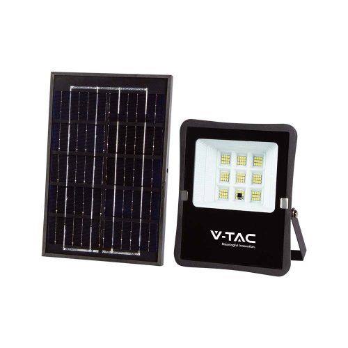 V-TAC 20W LED napelemes (SOLAR) reflektor távirányítóval 120° 4000K fekete házas  - 6971