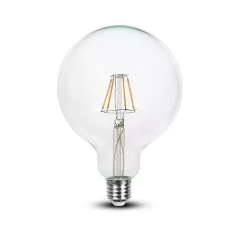   V-TAC Átlátszó LED izzó filament COG  E27 G125 6W 6400K nagygömb - 7427