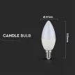 V-TAC LED izzó  E14 C37 5.5W 200° CRI>95 6400K gyertya - 7496