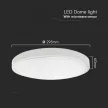 V-TAC LED mennyezeti lámpa 18W 3000K IP44 mikrohullámú mozgásérzékelővel, fehér, kör - 76591