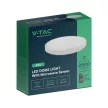 V-TAC LED mennyezeti lámpa távirányítóval 24W 4000K IP44 Mikrohullámú mozgásérzékelővel, Fehér, Kör - 76631