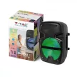 V-TAC 15W Tölthető party hangfal, vezetékes mikrofon, RF távirányítás, bluetooth RGB 8 inch - 7735