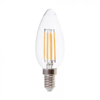   V-TAC Átlátszó LED izzó filament COG E14 5.5W 3000K gyertya - 7806