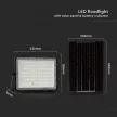 V-TAC 15W LED napelemes (SOLAR) reflektor távirányítóval 120° 6400K fekete házas  - 7825