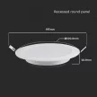 V-TAC Süllyeszthető kör alakú MINI LED panel 18W 6500K - 7866
