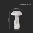 V-TAC 1W LED Tölthető Asztali lámpa - 1800mAh - átlátszó - 7894
