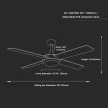 V-TAC 60W Mennyezeti ventilátor 2xE27 foglalattal RF vezérléssel 4db lapáttal - 7917