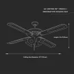 V-TAC 55W Mennyezeti ventilátor 4xE27 foglalattal 4db lapáttal - 7921