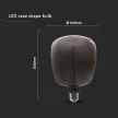 V-TAC Fekete LED izzó filament COG E27 4W Váza forma nagy gömb - 8056