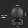 V-TAC 7W LED Fali lámpa IP65 fekete színű 3000K - 8219