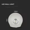 V-TAC 6W LED Fali világítás IP65 szürke színű kerek 3000K - 8305