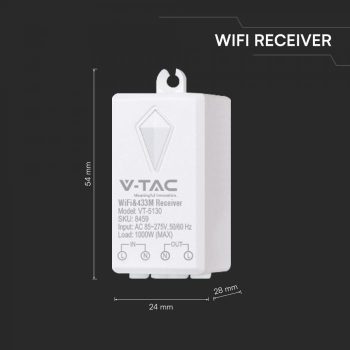   V-TAC WiFi vezérlő, Smart relé Amazon Alexa-Google Home komp. 600m hatótávolság 1000W - 8459