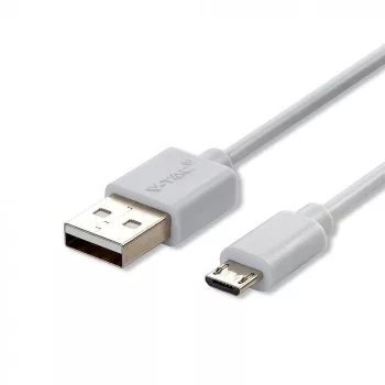 V-TAC 1M Micro USB kábel fehér - gyöngy széria - 8480