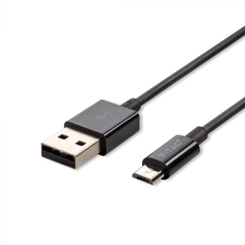 V-TAC 1M Micro USB kábel fekete - ezüst széria - 8485