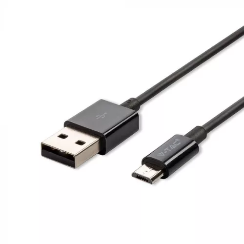 V-TAC 1M Micro USB kábel fekete - ezüst széria - 8485