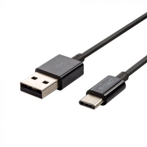 V-TAC 1M C Típusú USB kábel fekete - ezüst széria - 8487