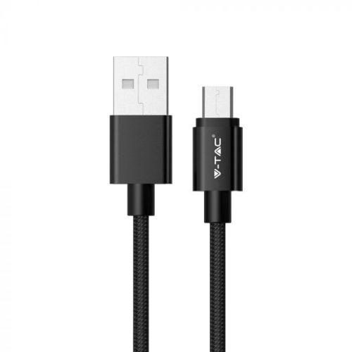 V-TAC 1M Micro USB kábel fekete - platinum széria - 8488