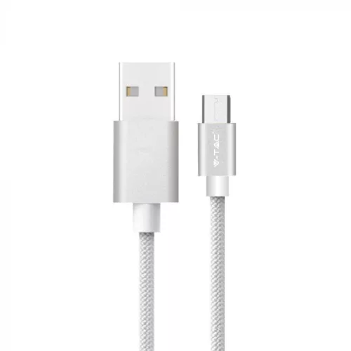 V-TAC 1M Micro USB kábel ezüst - platinum széria - 8489