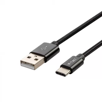   V-TAC 1M C Típusú USB kábel fekete - platinum széria - 8491