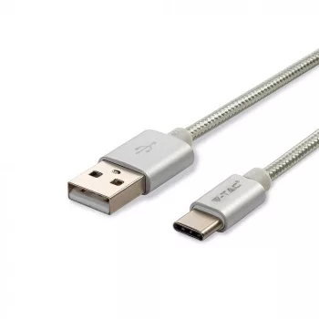   V-TAC 1M C Típusú USB kábel ezüst - platinum széria - 8492