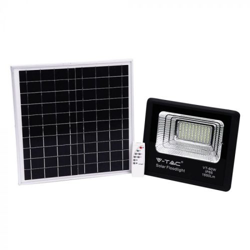 V-TAC 20W LED napelemes (SOLAR) reflektor távirányítóval 120° 4000K fekete házas  - 8575