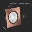 V-TAC Led GU10 Spot Keret négyzet állítható beépíthető - bronz - 8582