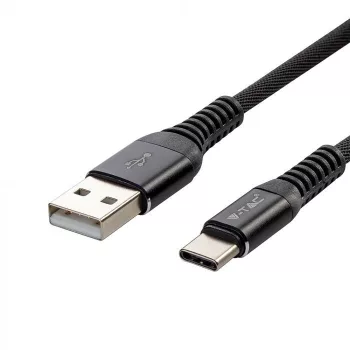   V-TAC 1M C Típusú USB kábel fekete - gyémánt széria - 8632
