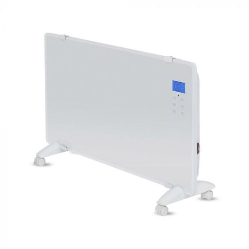 V-TAC Üveg fehér fűtőpanel infra távirányítóval és digitális kijelzővel 2000W IP24 - 8663