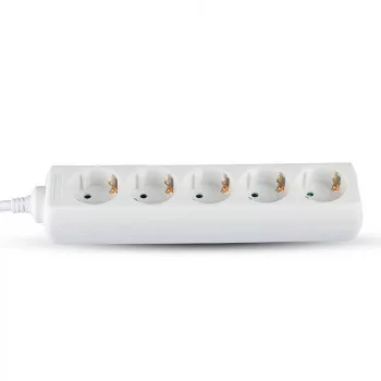   V-TAC Hosszabbító 5 csatlakozós 3m kábel fehér színű - 8759