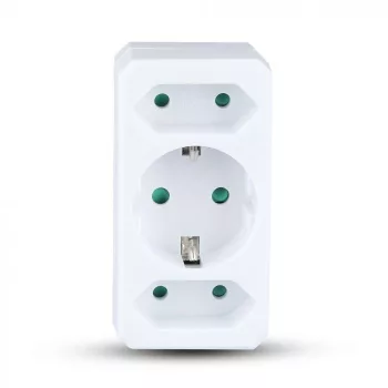   V-TAC Hálózati elosztó (2 euro, 1 földelt) 10/16A 250V fehér - 8784