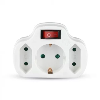   V-TAC 2-1K hálózati elosztó kapcsolóval 2 x 2.5A 1 x 16A - 8806