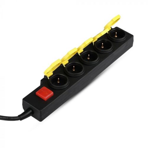 V-TAC Kültéri hosszabbító kapcsolóval 5 csatlakozós 3m IP44 fekete + sárga - 8813