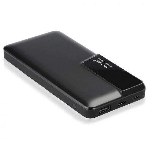 V-TAC POWER BANK (hordozható töltő) 10000mAh digitális kijelző, USB C - fekete - 8869