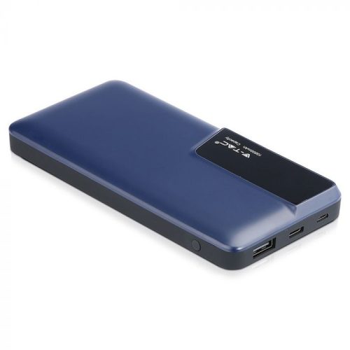 V-TAC POWER BANK (hordozható töltő) 10000mAh digitális kijelző, USB C - Kék - 8872