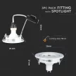 V-TAC LED spotlámpa  csomag (3 db  + 3 db fehér keret) GU10 Spot MR16 5W 110° 6400K spot - 8883