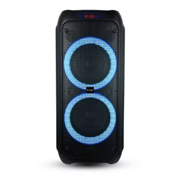   V-TAC 40W Tölthető party hangfal, vezetékes mikrofon, RF távirányítás, Bluetooth RGB 2*8 inch - 8980