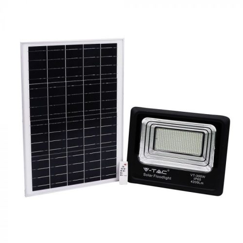 V-TAC 50W LED napelemes (SOLAR) reflektor távirányítóval 120° 6000K fekete házas  - 94027