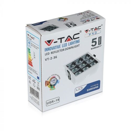 V-TAC LED Mélysugárzó SAMSUNG Chip 36W SMD Reflektor 36° fehér 5700K - 997