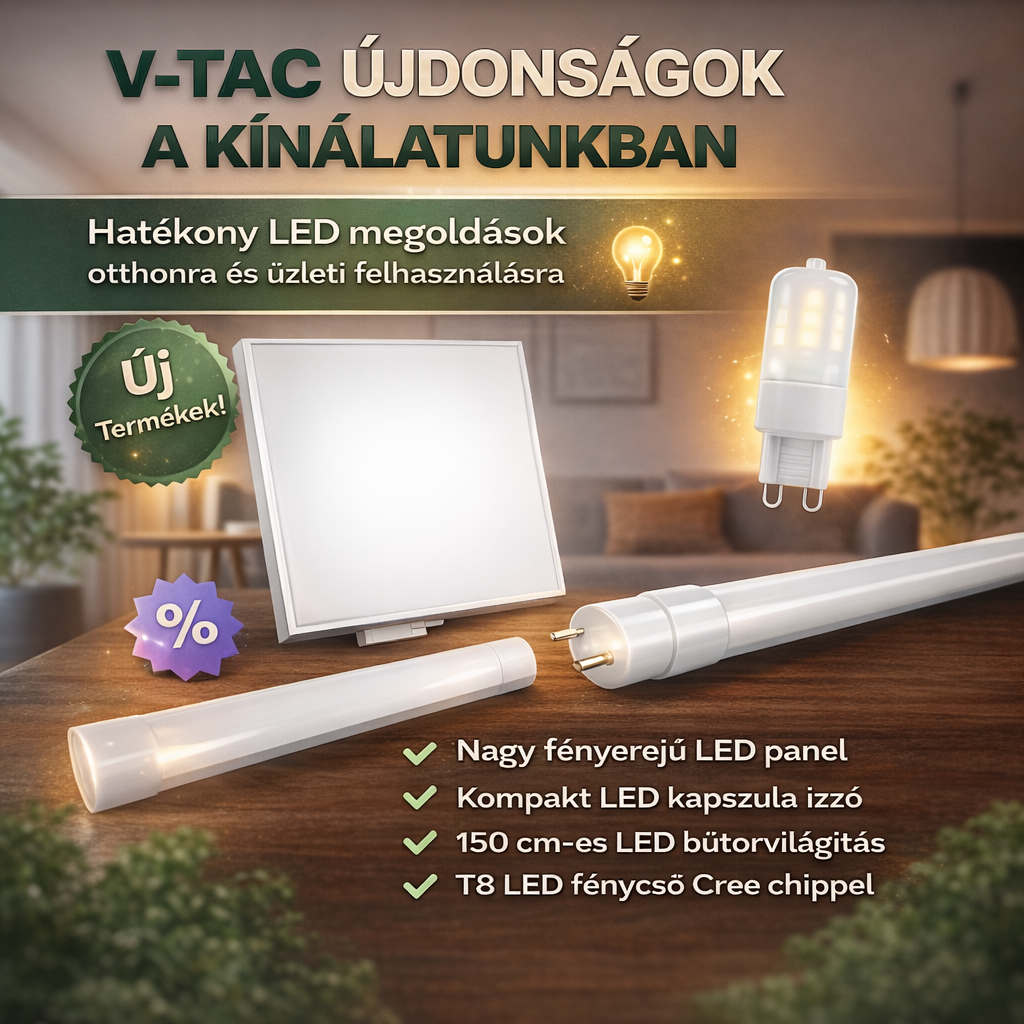 V-TAC újdonságok a kínálatunkban – Hatékony LED megoldások otthonra és üzleti felhasználásra
